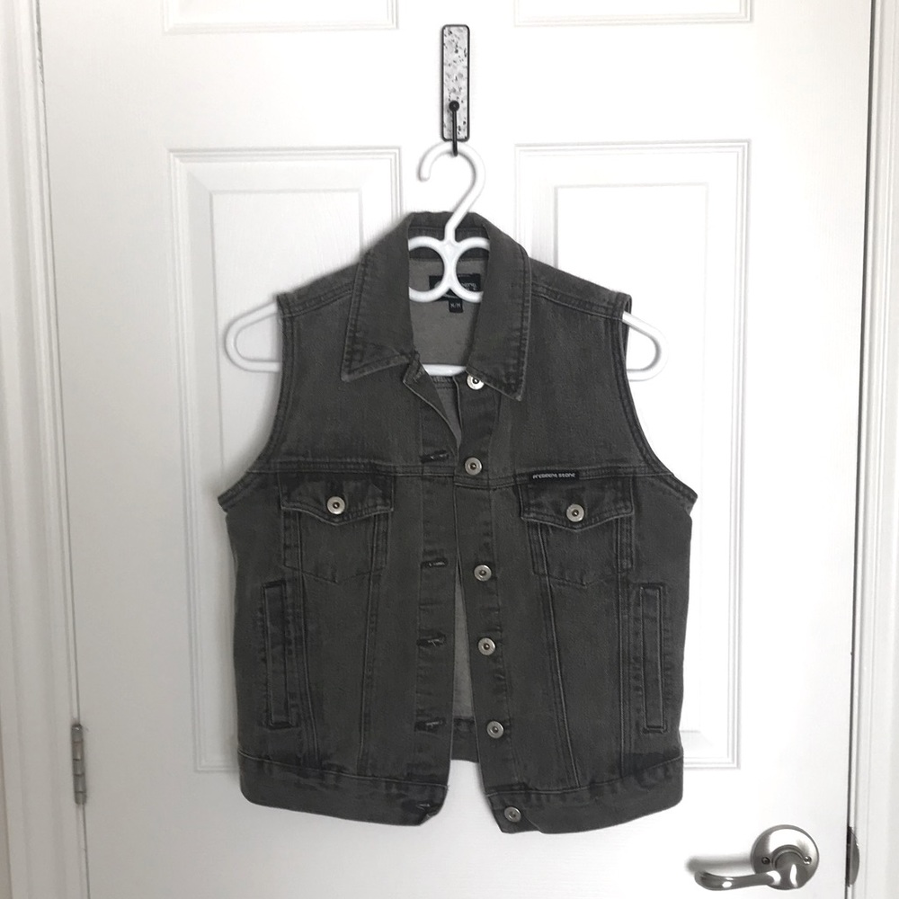 Vintage Dark Grey Denim Vest.